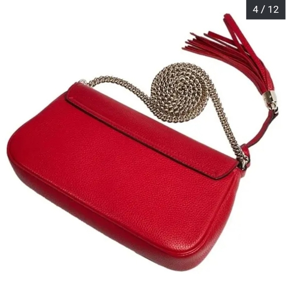 Gucci Soho Disco GG Red Tassel Chain Crossbody Bag - Picture 7 of 16